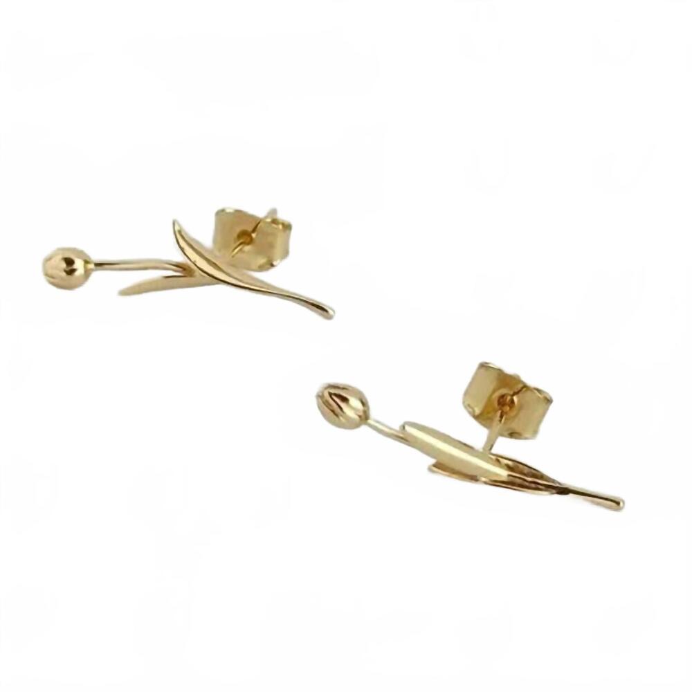 NEW TRAMPS+THIEVES women's tulipan stud earrings in gold